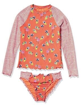 Hobie Girls' Long Sleeve Bikini Top & Merrow Hipster Bottom Rashguard Set 14